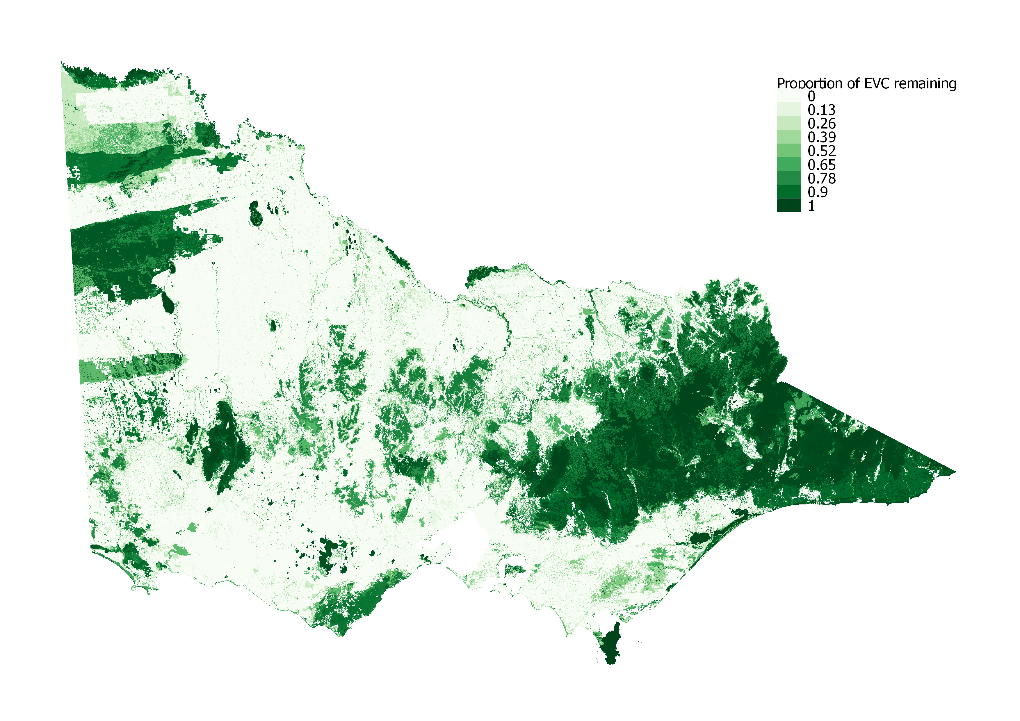 Proportion of EVC remaining